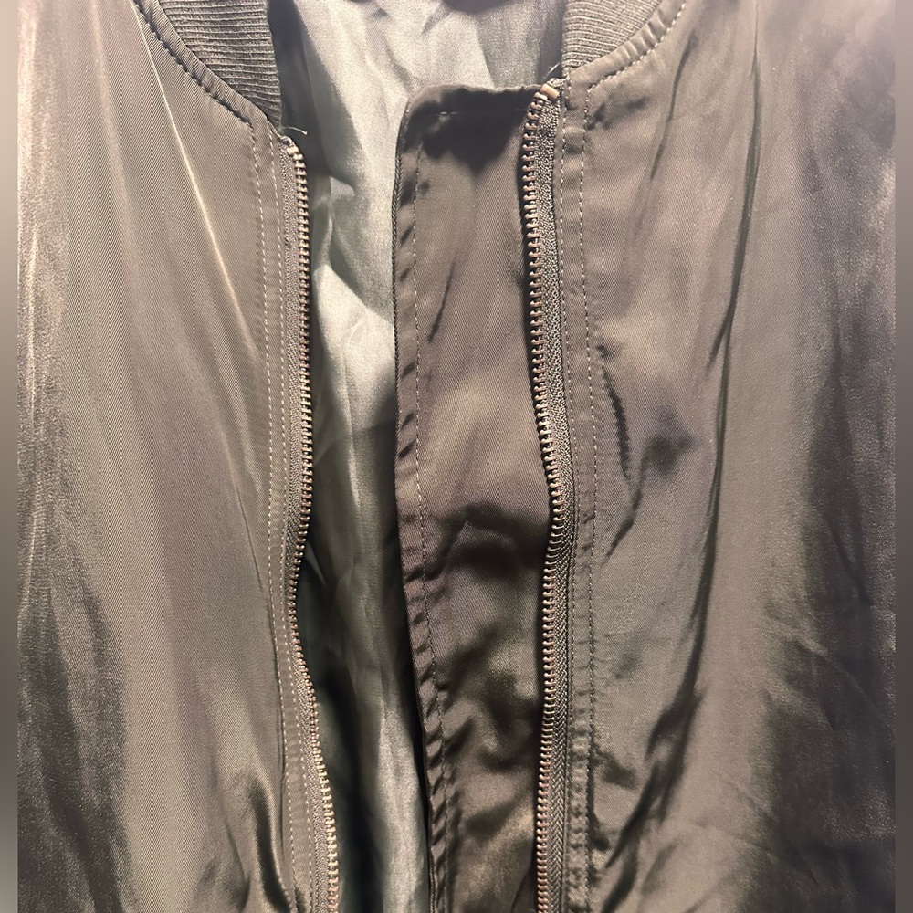 Francesca’s Blue Rain Green Bomber Jacket, Large - Picture 7 of 8